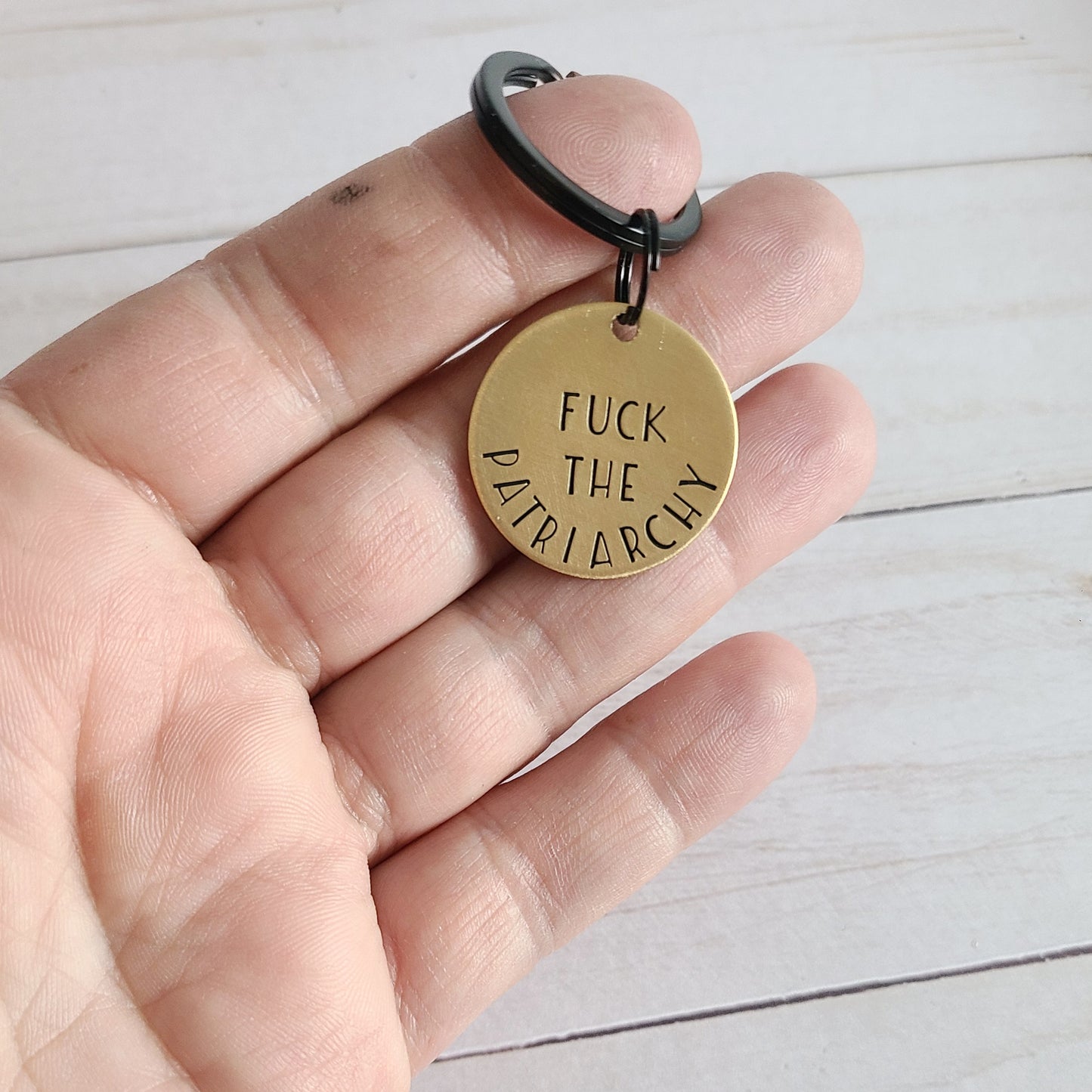 Fuck The Patriarchy Keychain, Brass Feminist Key Chain, Cute Keychains for Women, Liberal Bestie Birthday Gift, Feminism Womens Rights