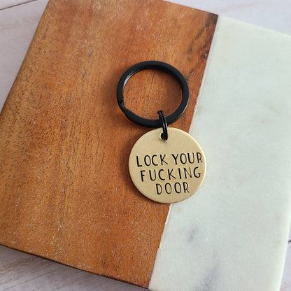 Lock Your Fucking Door Keychain, Funny Key Chain for Women, First Apartment Gift, New Car Key Ring, First Time Homeowner Housewarming