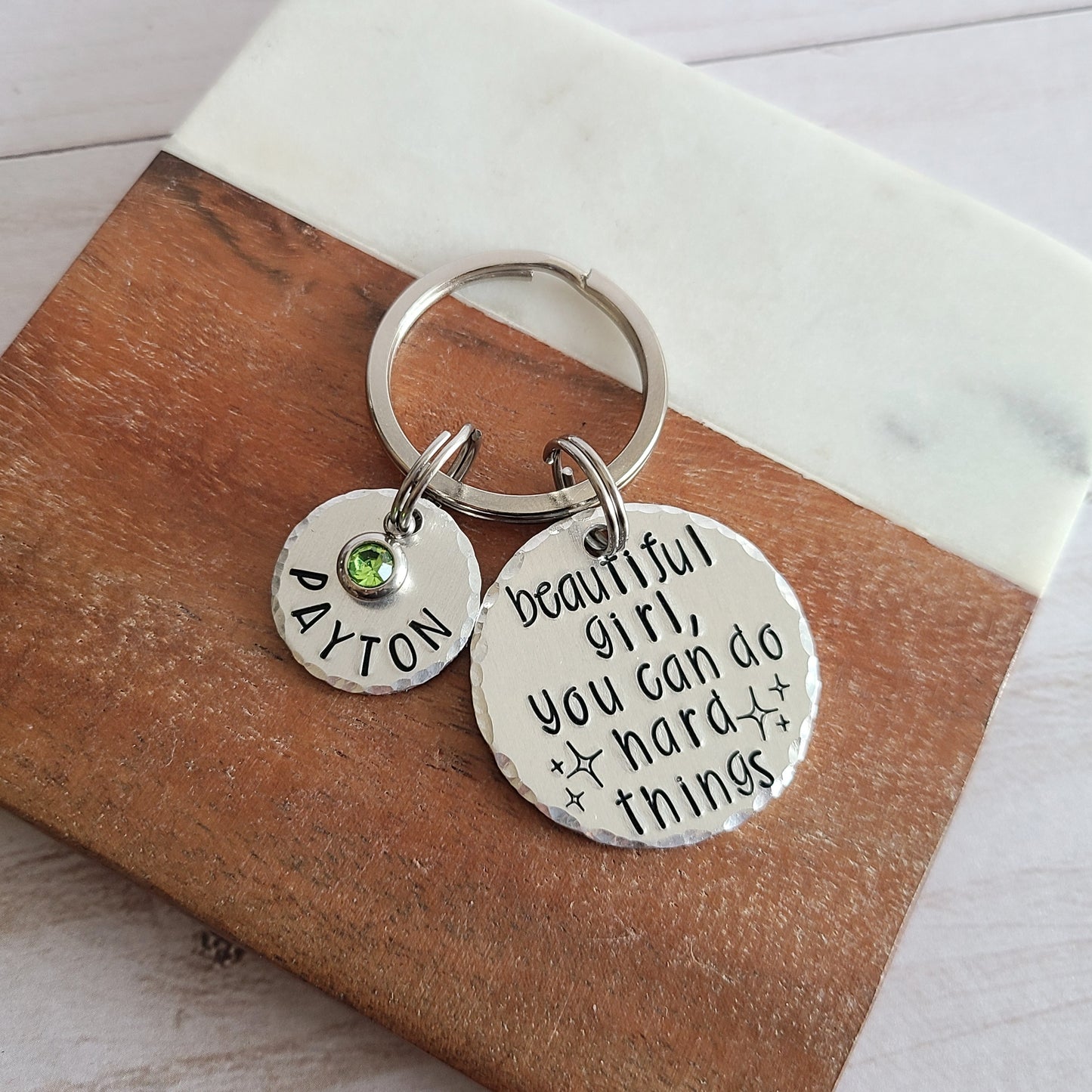 Beautiful Girl You Can Do Hard Things Personalized Keychain, Custom Key Chain Gifts for Teenage Girls, Empowering Women Gift, Graduation Gifts for Her