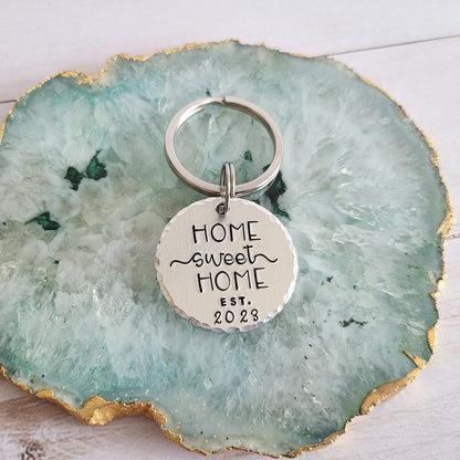 Home Sweet Home EST 2023 Keychain, New House Keyring, First Time Home Buyer Gifts, Housewarming Keychain, Gift from Real Estate Agent