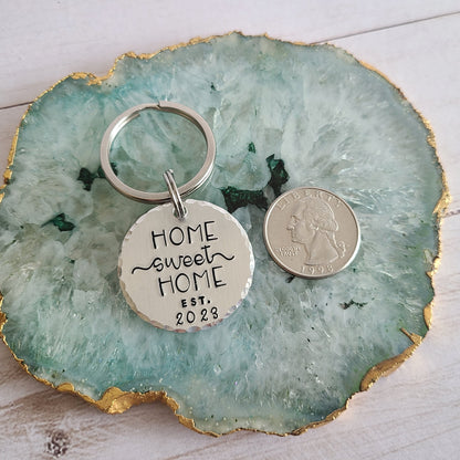 Home Sweet Home EST 2023 Keychain, New House Keyring, First Time Home Buyer Gifts, Housewarming Keychain, Gift from Real Estate Agent