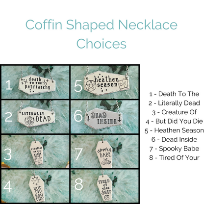 Multiple Options Coffin Shaped Spooky Halloween Necklaces