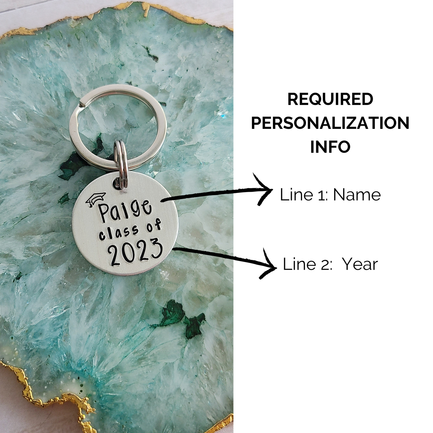 Custom Graduation Keychain, Class of 2023 High School Graduate, College Graduation Gift for Her, Cute Grad Keychains