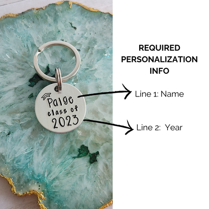Custom Graduation Keychain, Class of 2023 High School Graduate, College Graduation Gift for Her, Cute Grad Keychains