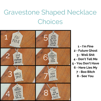 Multiple Options Gravestone Shaped Spooky Halloween Necklaces