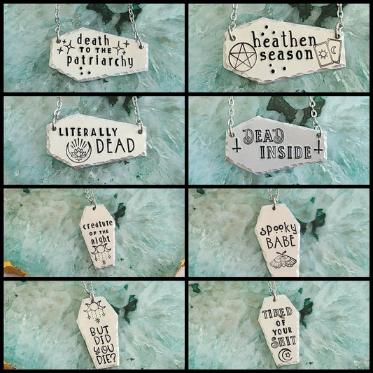 Multiple Options Coffin Shaped Spooky Halloween Necklaces