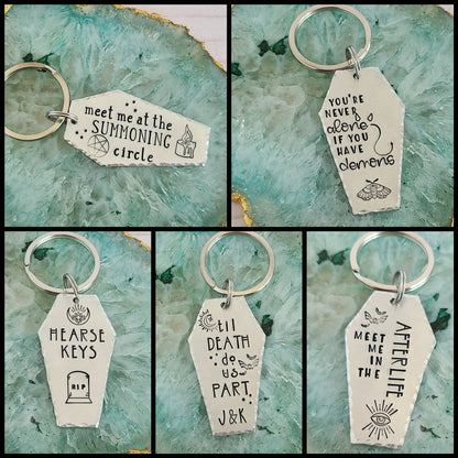 Multiple Options Coffin Shaped Spooky Halloween Keychains