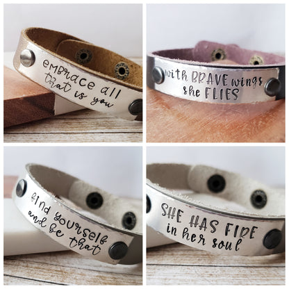 Leather Cuff Bracelet - Customizable