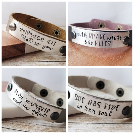 Leather Cuff Bracelet - Customizable