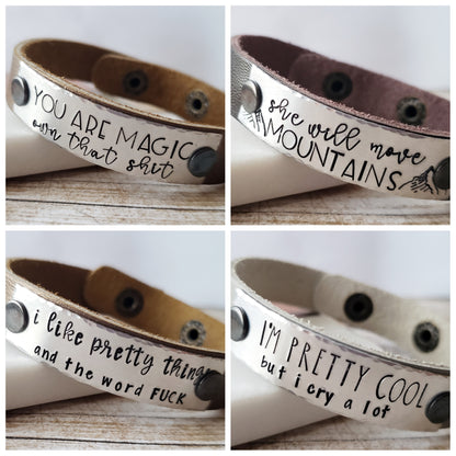 Leather Cuff Bracelet - Customizable