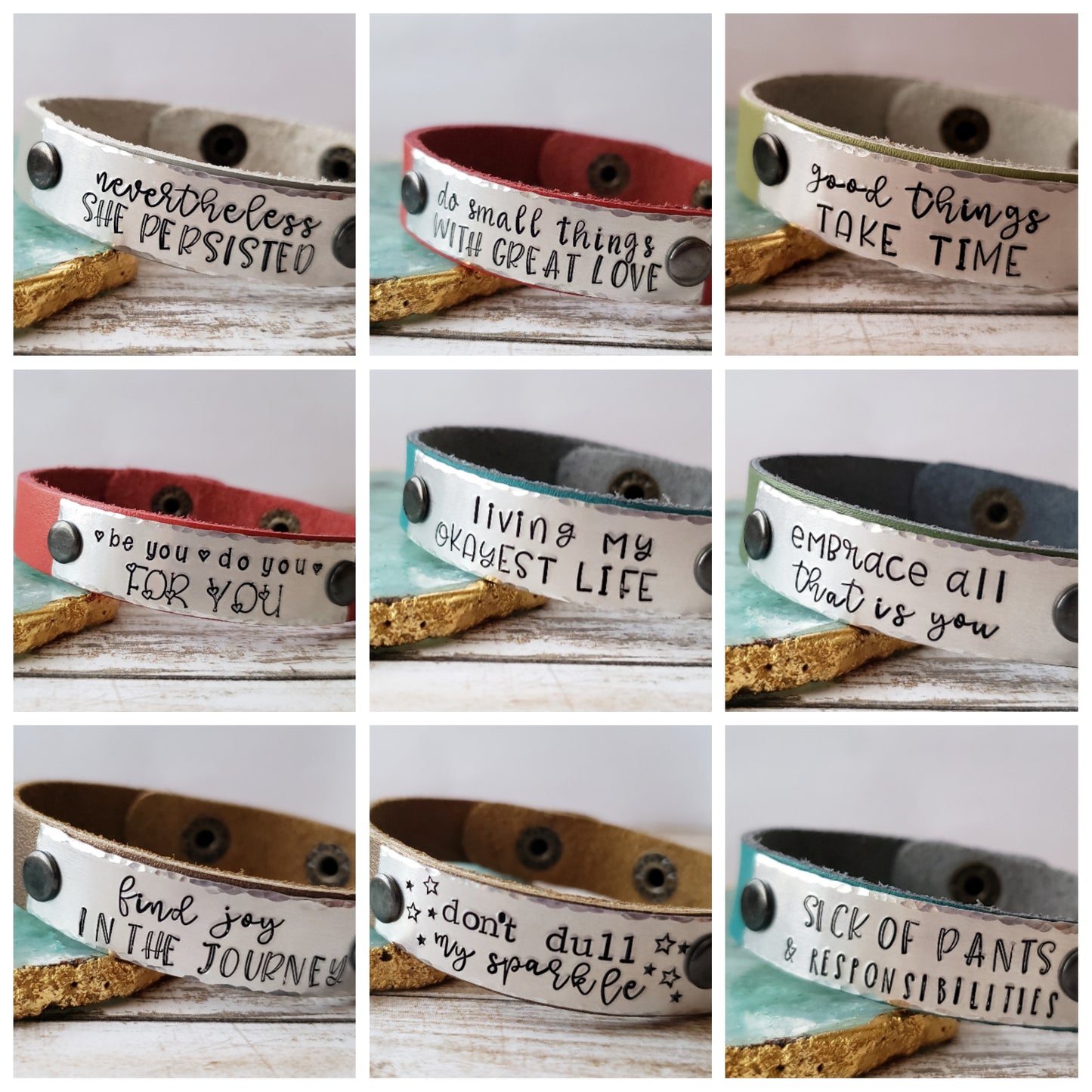 Leather Cuff Bracelet - Choose Your Saying