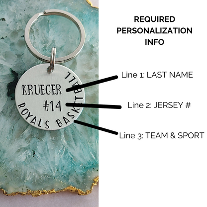 Custom Team Basketball Keychain, Hand Stamped Metal Keychain, Personalized Sports Bag Tag for Any Sport, Baseball Keychain, Football Keychain, Football Mom Gifts