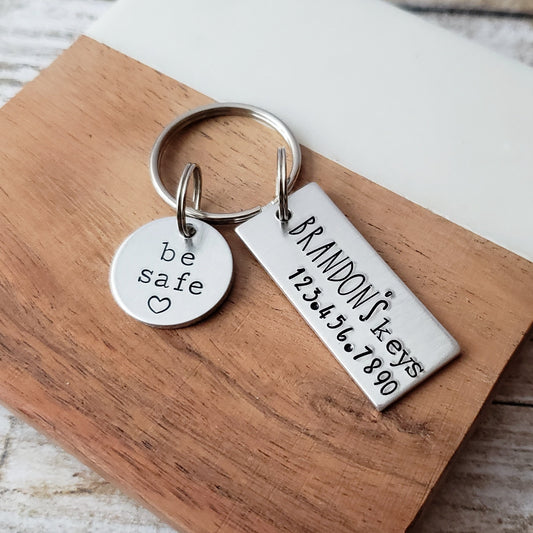 Personalized New Driver Keychain with Name and Phone Number