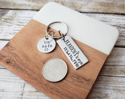 Personalized New Driver Keychain with Name and Phone Number