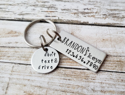 Personalized New Driver Keychain with Name and Phone Number